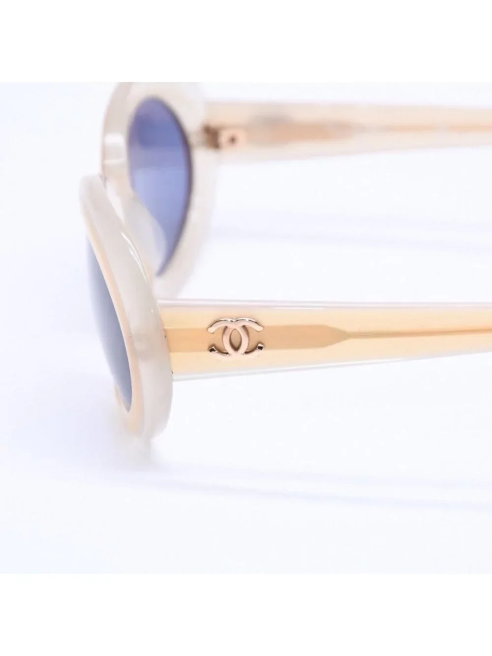 Chanel Sunglasses Eyewear CC Logo Beige Gold Acetate